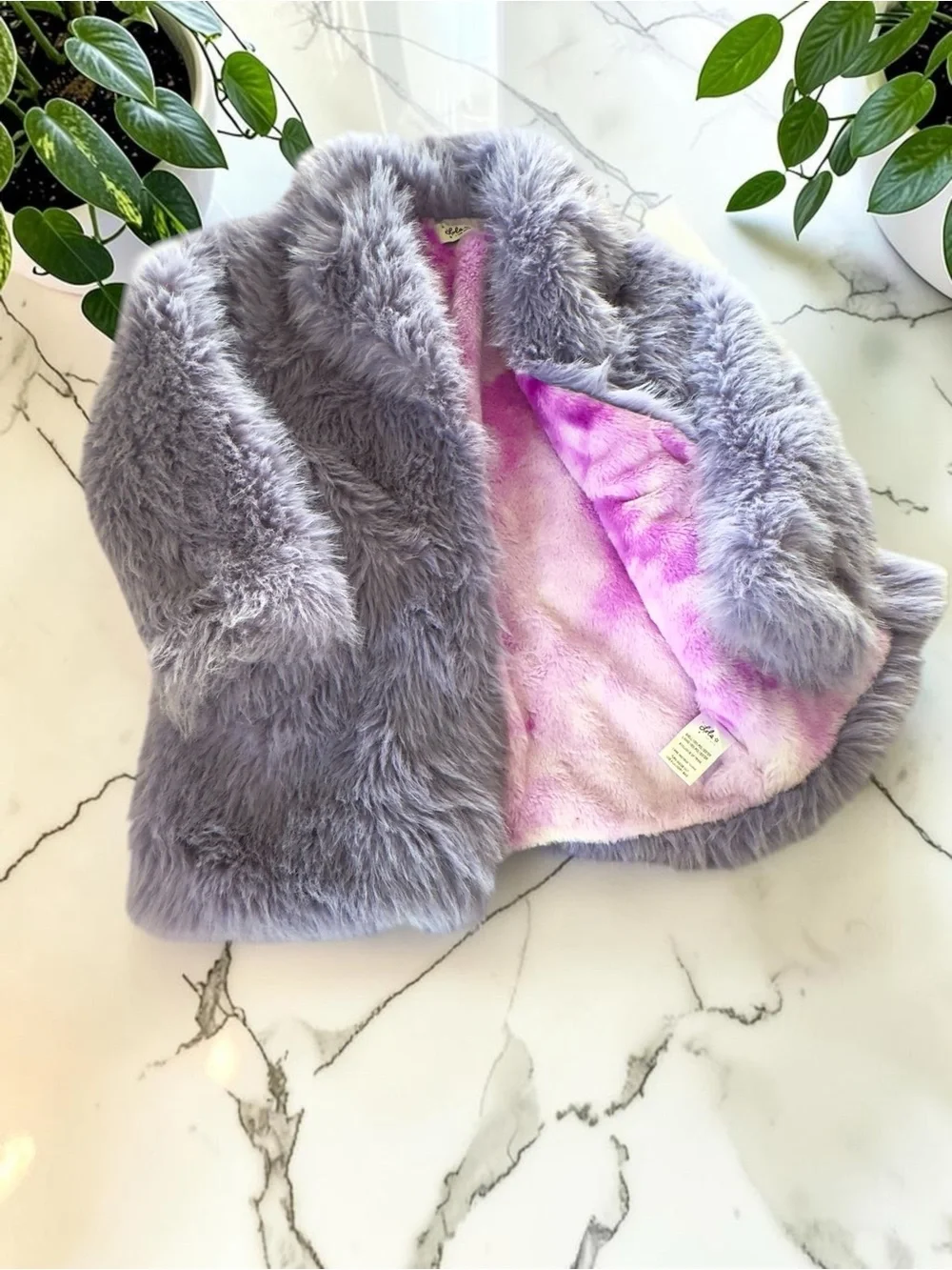 Lola + The Boys Lavender Faux-Fur Girls Coat